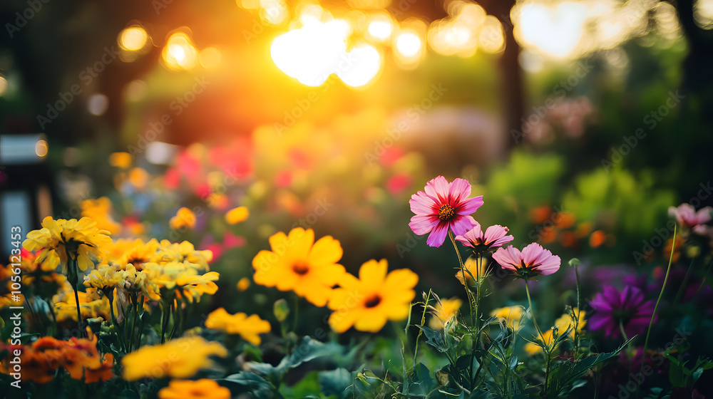 Magical Garden Echoes of Birdsong and Sunlit Beauty Amidst Colorful Flowers Magical Garden Echoes of Birdsong and Sunlit Beauty Amidst Colorful Flowers