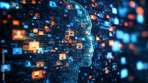 Create an high definition image which conveys that algorithms shape every social