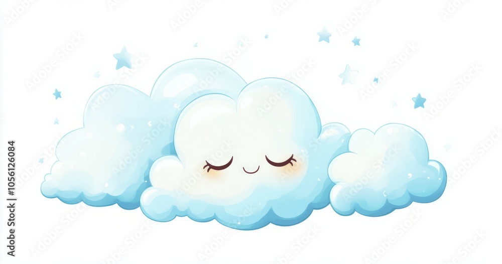 cute cartoon character sleepy little clouds clip art on white background cute cartoon character sleepy little clouds clip art on white background