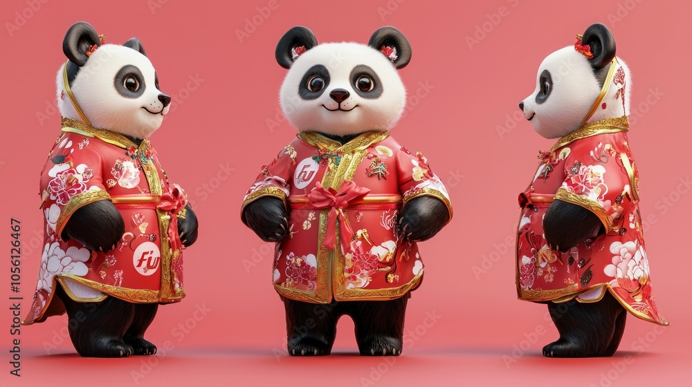Obraz premium Cute panda 3D, male