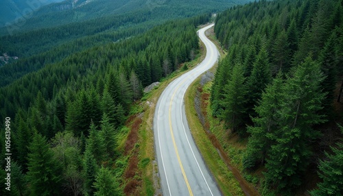 Serpentine Road Winding Through Dense Forest, Scenic Journey, Travel Inspiration