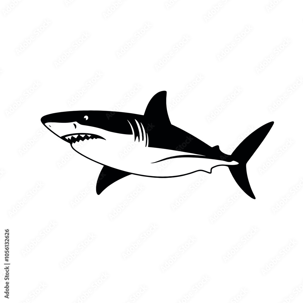 Fototapeta premium a shark vector silhouette, black color silhouette