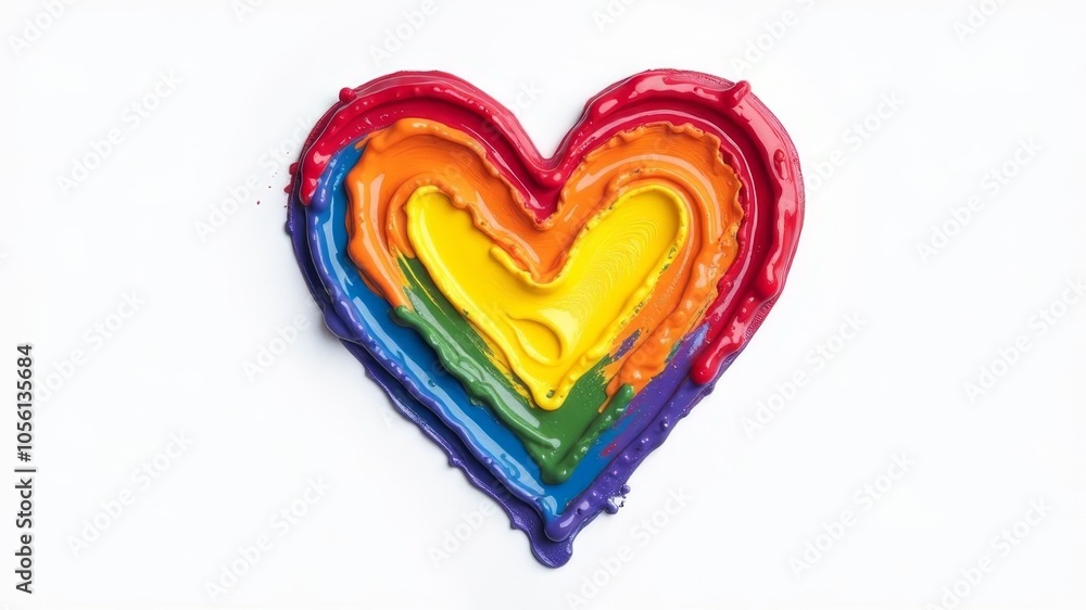 rainbow heart painted with paints on white background rainbow heart painted with paints on white background