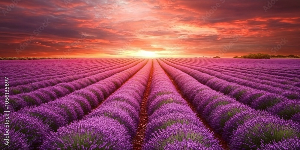 Fototapeta premium Lavender Field at Sunset