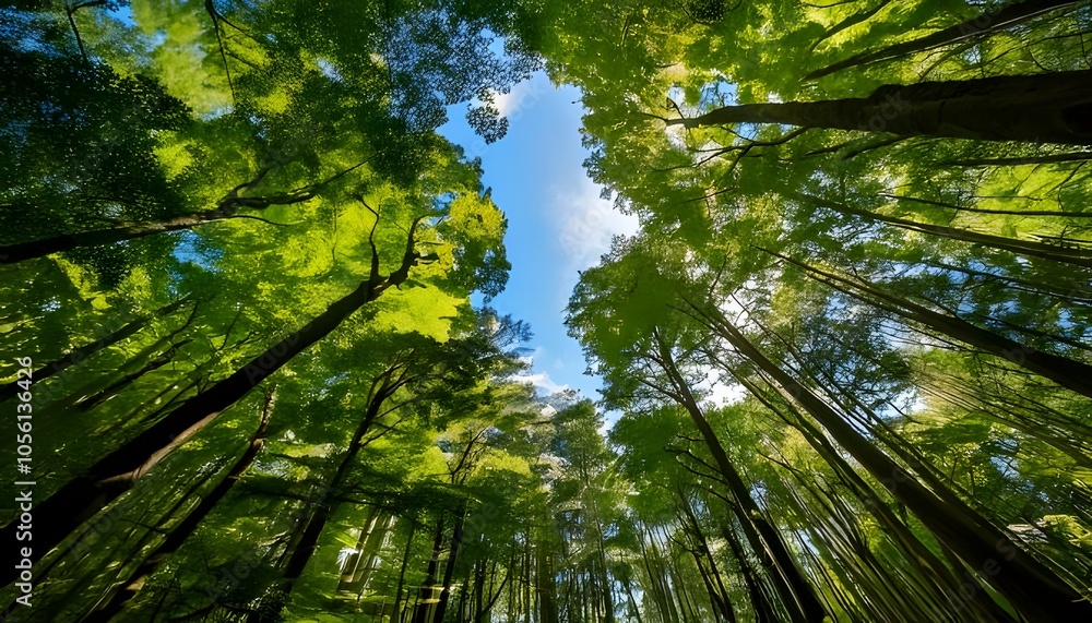 Naklejka premium View of a forest from the ground