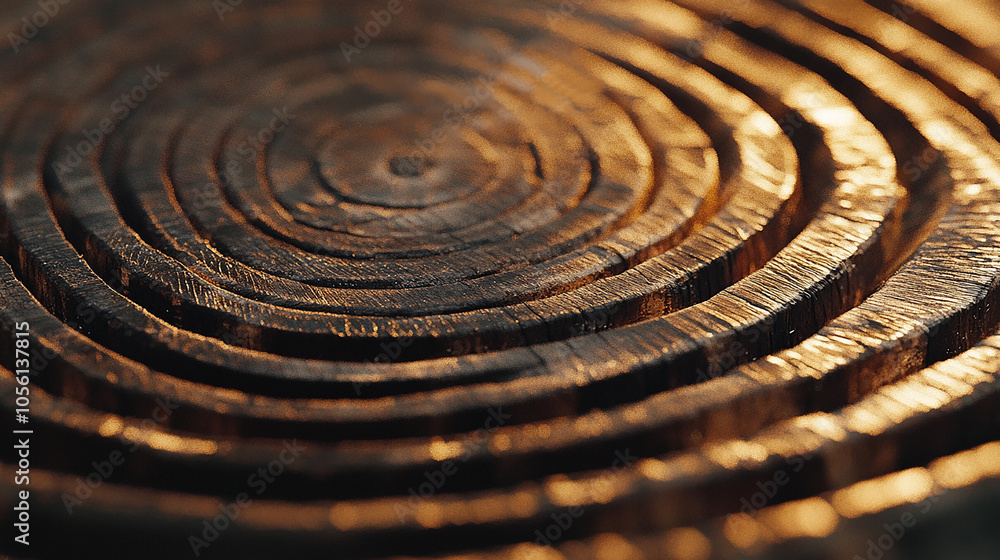 Tree rings on wood natural texture