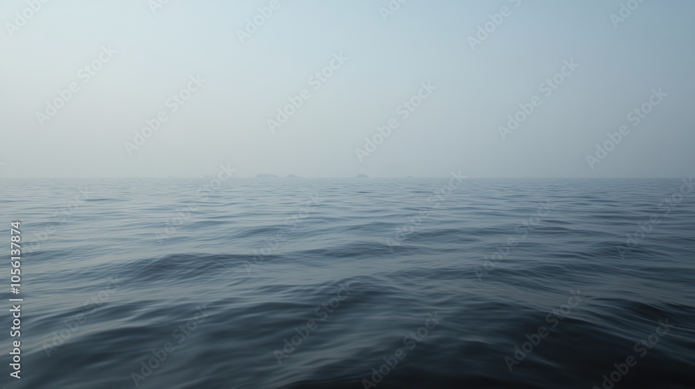 Obraz premium A hazy, calm ocean surface with subtle waves.