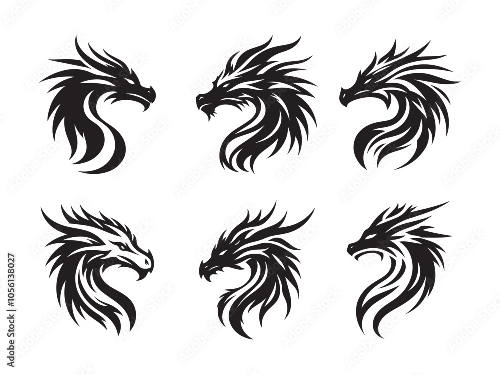 Fototapeta premium Dragon Head Vector Logo Design