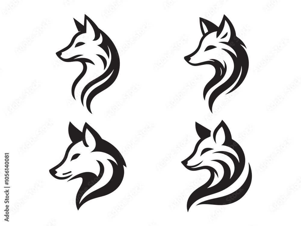 Wild Cunning, Fox Head Silhouette Logo Illustration Wild Cunning, Fox Head Silhouette Logo Illustration