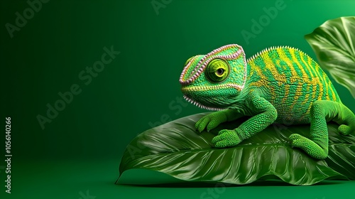 Vibrant Chameleon Adapting Amidst Nature s Diverse Hues photo