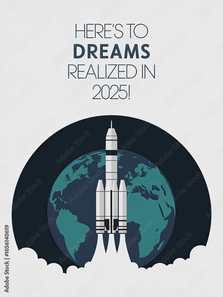 Futuristic Rocket Launch: A sleek rocket takes off against a mottled earth backdrop, symbolizing aspirations for 2025. Futuristic Rocket Launch: A sleek rocket takes off against a mottled earth backdrop, symbolizing aspirations for 2025.