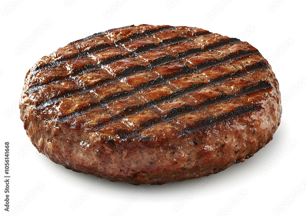 A perfectly grilled hamburger patty, ready to be used for a juicy burger. A perfectly grilled hamburger patty, ready to be used for a juicy burger.