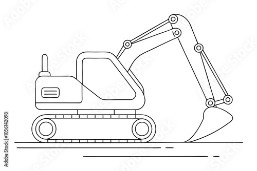 Clean and Simple Excavator Line Art Vector Drawing Illustration photo