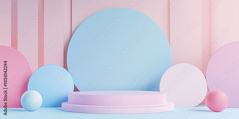 Stand podium wall scene, pastel color background, geometric shape for product display presentation. Minimal scene for mockup products, stage showcase, promotion display. Stand podium wall scene, pastel color background, geometric shape for product display presentation. Minimal scene for mockup products, stage showcase, promotion display.