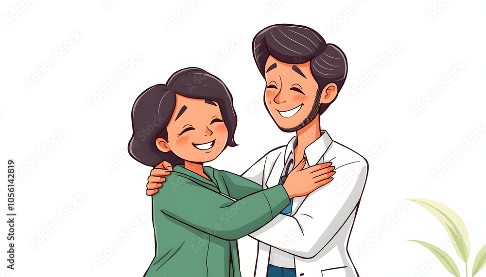 Grateful patient hugging her therapist for the mental health help isolated with white highlights, png Grateful patient hugging her therapist for the mental health help isolated with white highlights, png