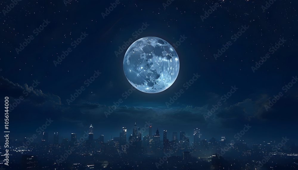 Moonlit Night Above a City Moonlit Night Above a City