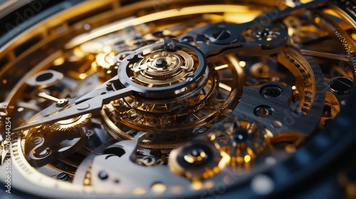 A mesmerizing close-up view of a sophisticated watch showcasing its internal gears, demonstrating precision and craftsmanship of modern horological engineering.