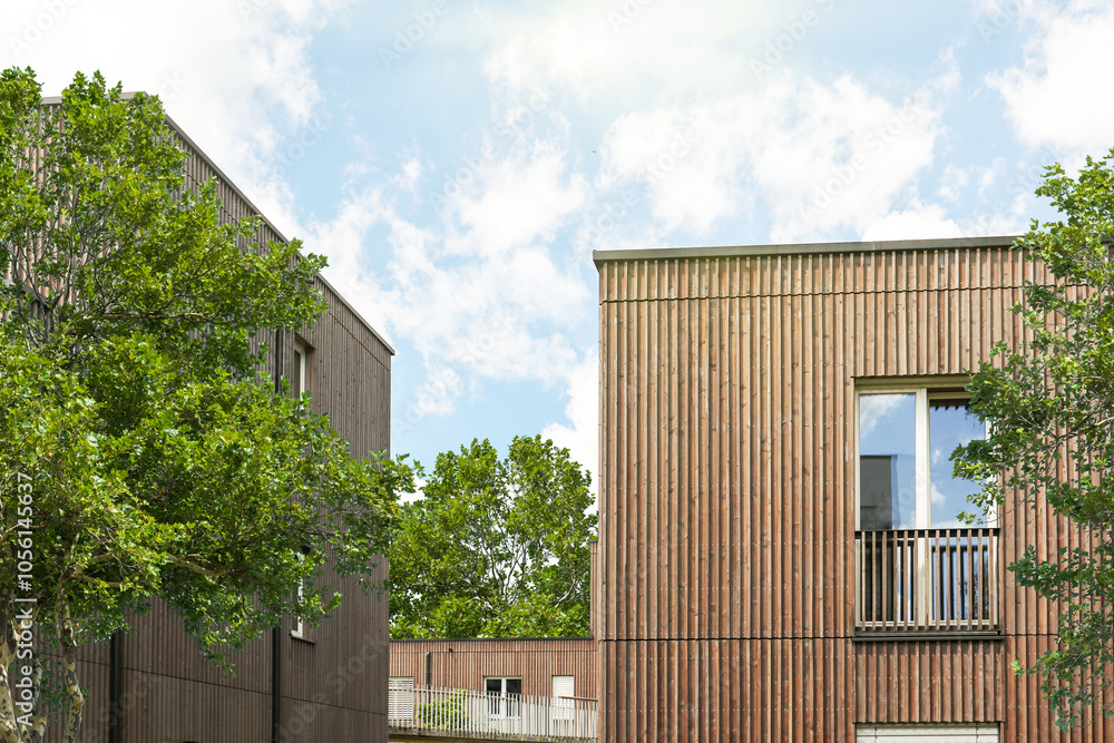 Φωτογραφία Residential area with ecological and sustainable green residential buildings, lo