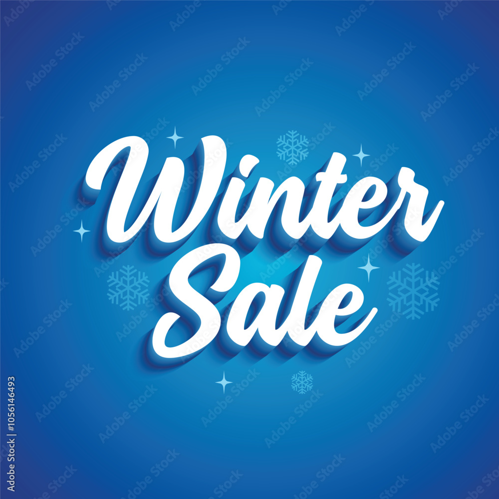 Winter sale banner template with editable 3d text effect isolated on blue background. Cold season holiday greeting card. Winter sale logo with snowflakes vector illustration. Winter sale banner template with editable 3d text effect isolated on blue background. Cold season holiday greeting card. Winter sale logo with snowflakes vector illustration.
