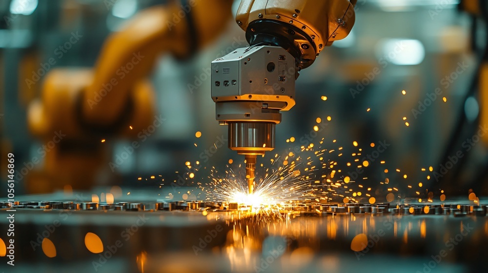 Industrial robot arm welding metal Industrial robot arm welding metal