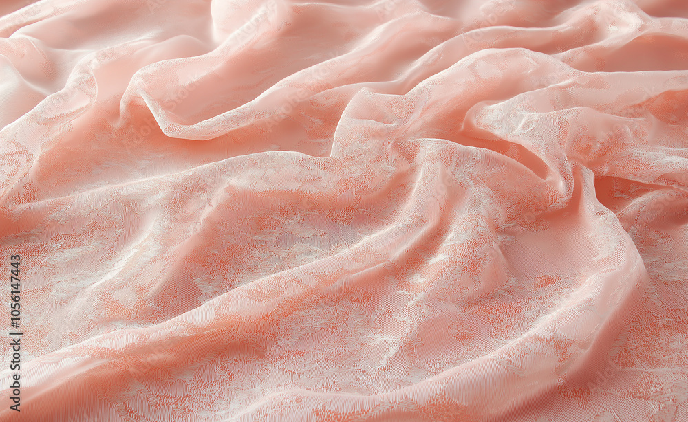Soft Pink Fabric Texture: Close-up of light, sheer pink fabric with delicate folds and a soft, flowing texture. Soft Pink Fabric Texture: Close-up of light, sheer pink fabric with delicate folds and a soft, flowing texture.