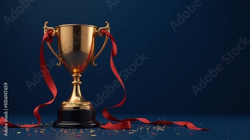 Wallpaper Mural golden cup surrounded by confetti on dark blue background Torontodigital.ca
