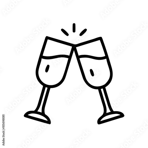 Clinking Champagne Glasses Icon for Celebration