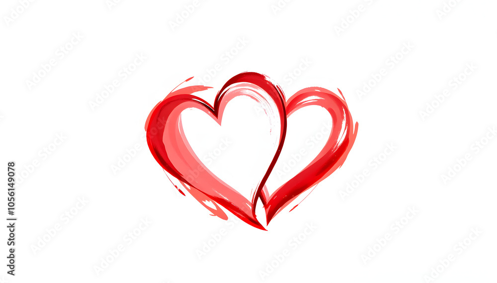 Two hearts intertwined. Valentine's Day swash hand painted with line. Png clipart isolated on transparent background isolated with white highlights, png Two hearts intertwined. Valentine's Day swash hand painted with line. Png clipart isolated on transparent background isolated with white highlights, png