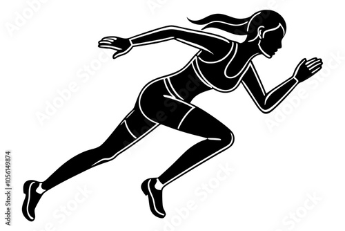 Female Athlete Sprinting A Detailed Line Drawing Vector for Sports Enthusiasts
