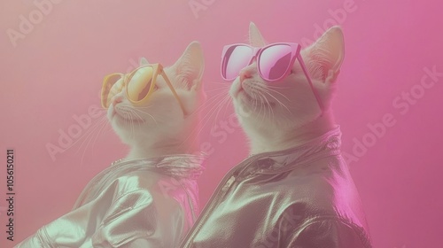 Fashionable and futuristic cybercats photo