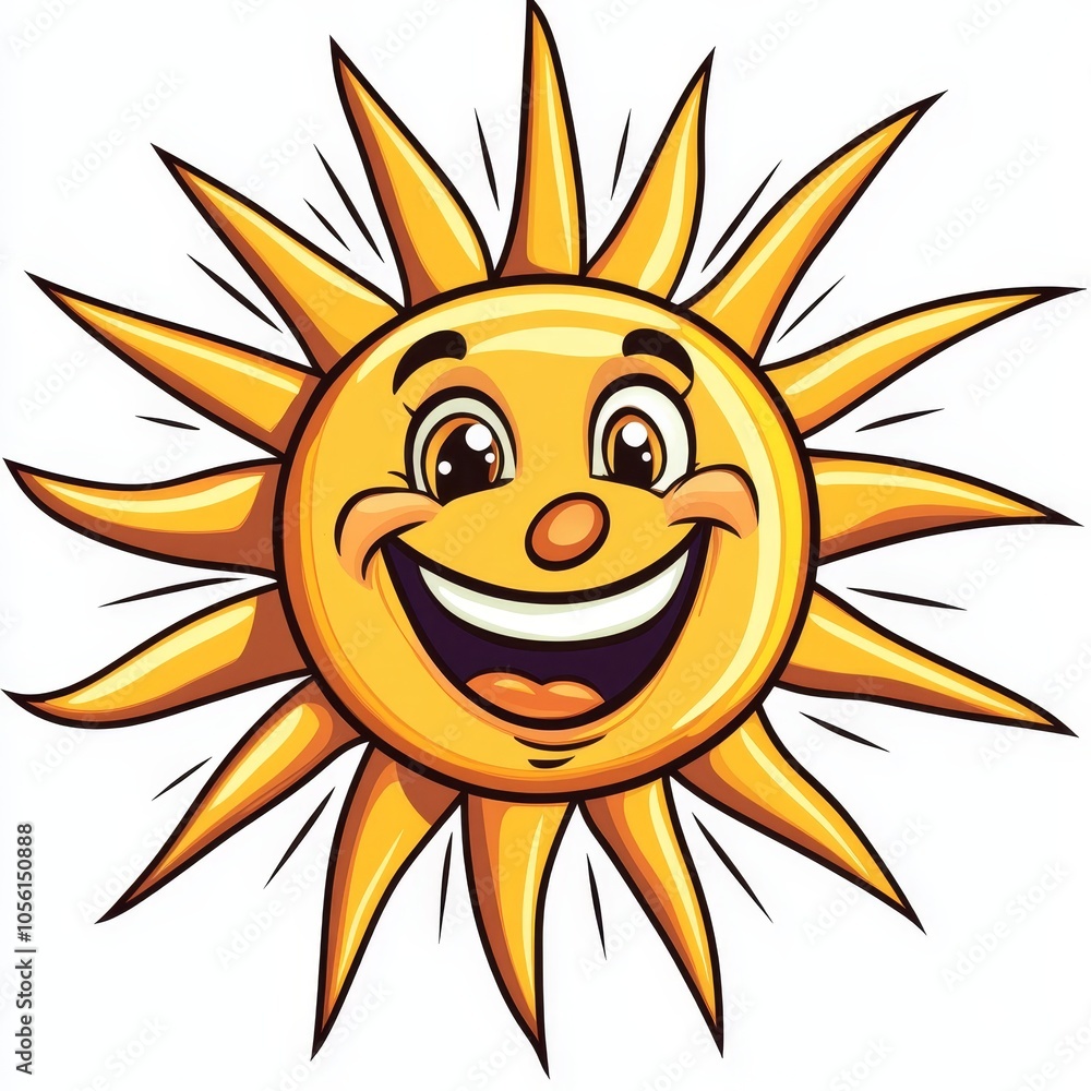 A cheerful and bright cartoon sun with a wide smile and expressive eyes, surrounded by radiating beams of sunlight, invoking warmth and positivity. A cheerful and bright cartoon sun with a wide smile and expressive eyes, surrounded by radiating beams of sunlight, invoking warmth and positivity.