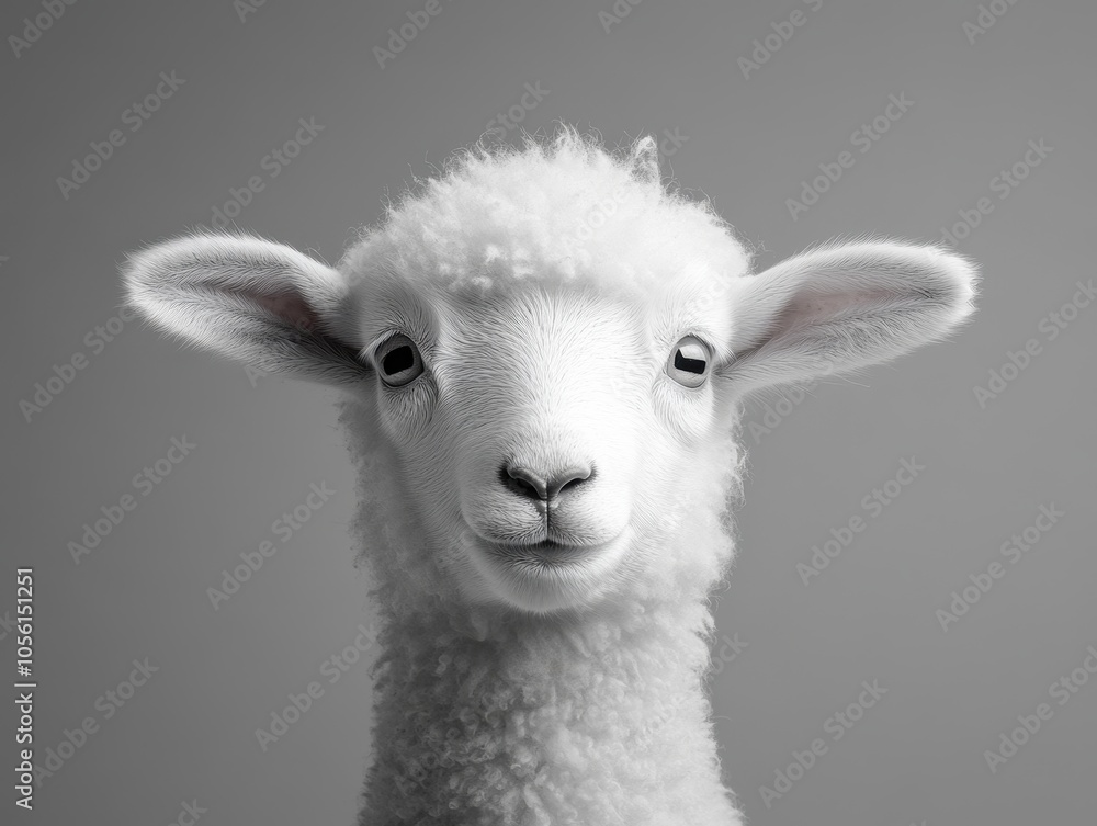 Fototapeta premium Adorable Black and White Sheep with Soft Wool