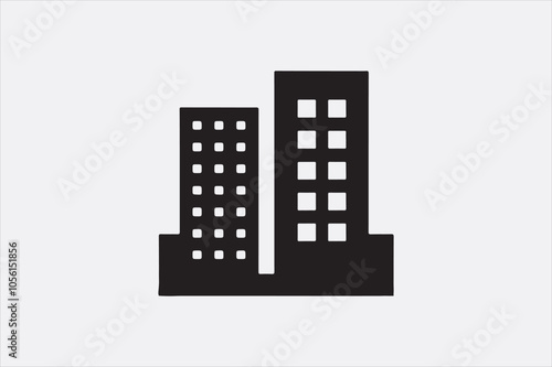 A black silhouette  vector of two city buildings