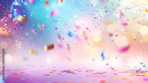 Celebration and colorful confetti party. Blur abstract background.