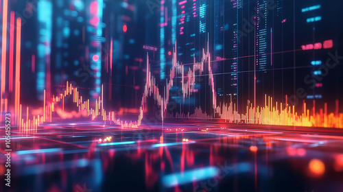 financial chart on technology abstract background. 3d rendering toned image