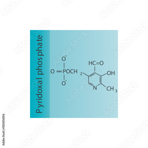 Pyridoxal phosphate skeletal structure diagram.Vitamin B6 compound molecule scientific illustration.
