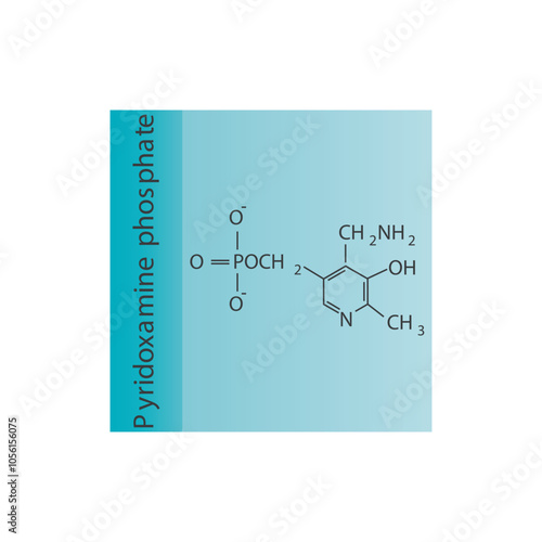 Pyridoxamine phosphate skeletal structure diagram.Vitamin B6 compound molecule scientific illustration.