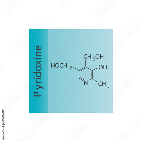 Pyridoxine skeletal structure diagram.Vitamin B6 compound molecule scientific illustration.