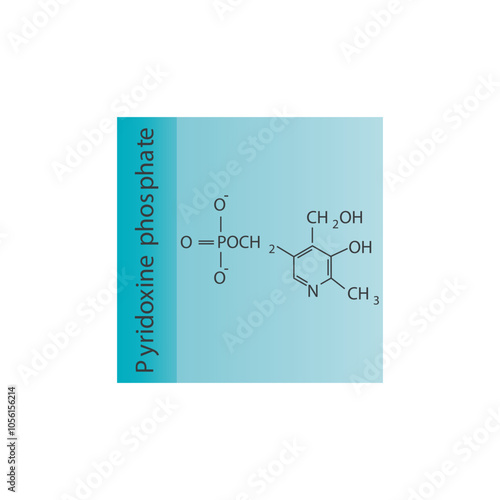 Pyridoxine phosphate skeletal structure diagram.Vitamin B6 compound molecule scientific illustration.