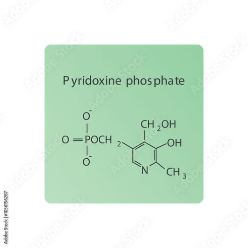 Pyridoxine phosphate skeletal structure diagram.Vitamin B6 compound molecule scientific illustration.