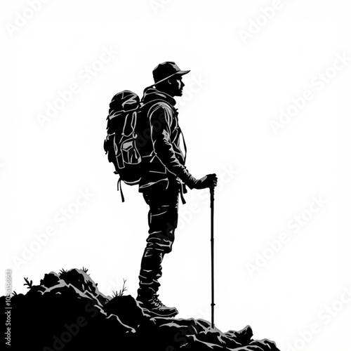 Vector hiking man on the mountain vector design (16)