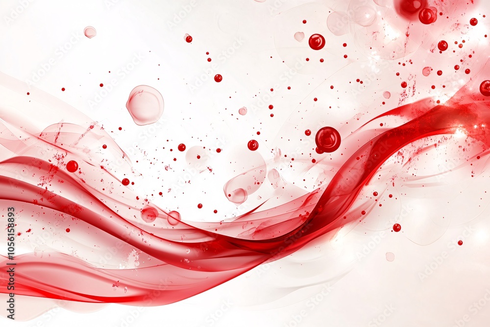 Abstract design featuring flowing red waves and dynamic splashes against a light background, representing creativity and movement Abstract design featuring flowing red waves and dynamic splashes against a light background, representing creativity and movement