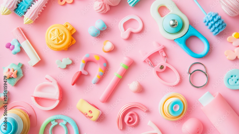A top view of baby care accessories on a soft pink background, showcasing a flat lay design with copy space.
A top view of baby care accessories on a soft pink background, showcasing a flat lay design with copy space.