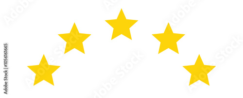  A set of five-pointed yellow stars arranged in an arc. Five yellow star product quality rating