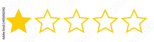 One out of five stars customer product review icon. Feedback customers. Quality rating symbols.