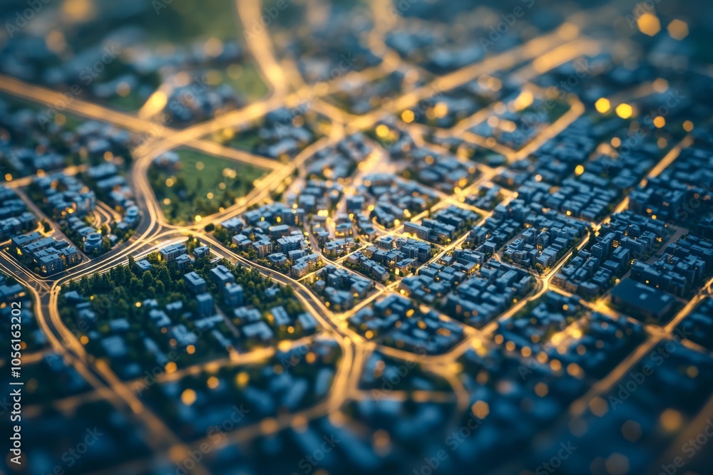 Detailed urban planning blueprint with zoning for residential, commercial, and green spaces. Detailed urban planning blueprint with zoning for residential, commercial, and green spaces.