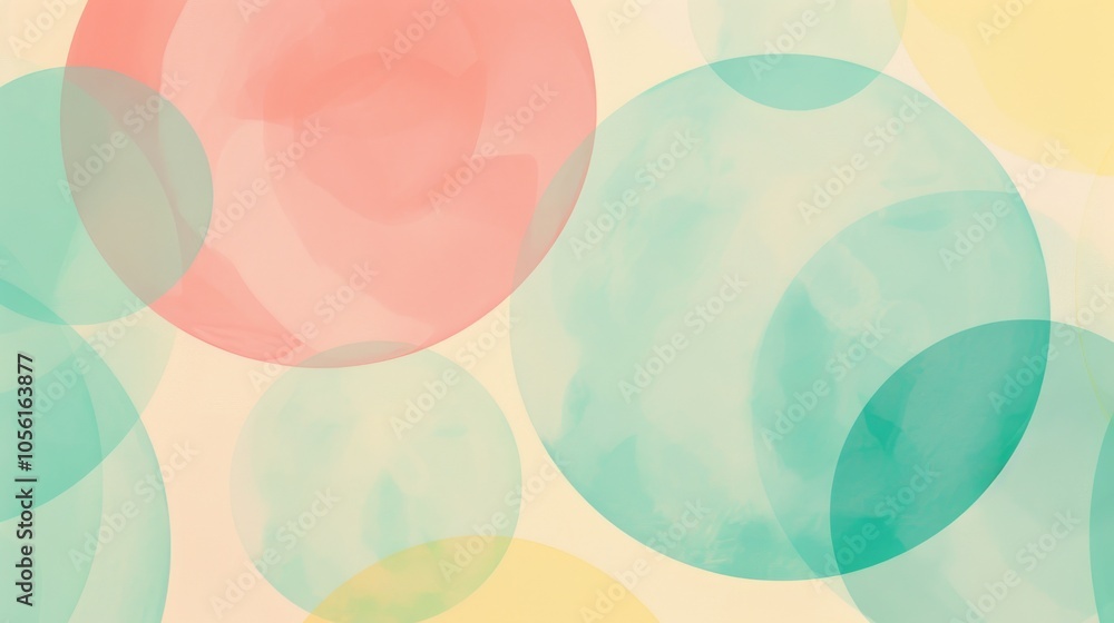 An abstract pastel background featuring soft circles in mint, lavender, and peach An abstract pastel background featuring soft circles in mint, lavender, and peach