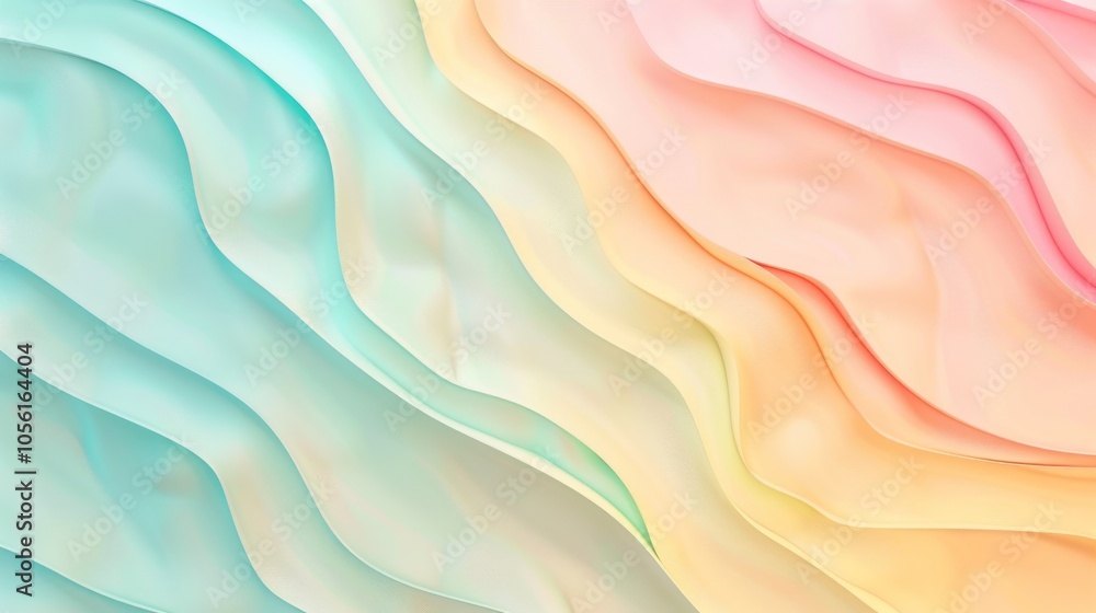 Fototapeta premium An abstract pastel background with layered shapes in lavender, mint, and peach