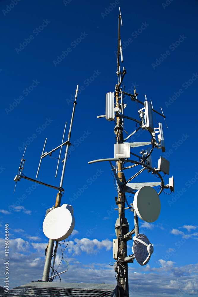 Telecommunication equipment on the observation tower 