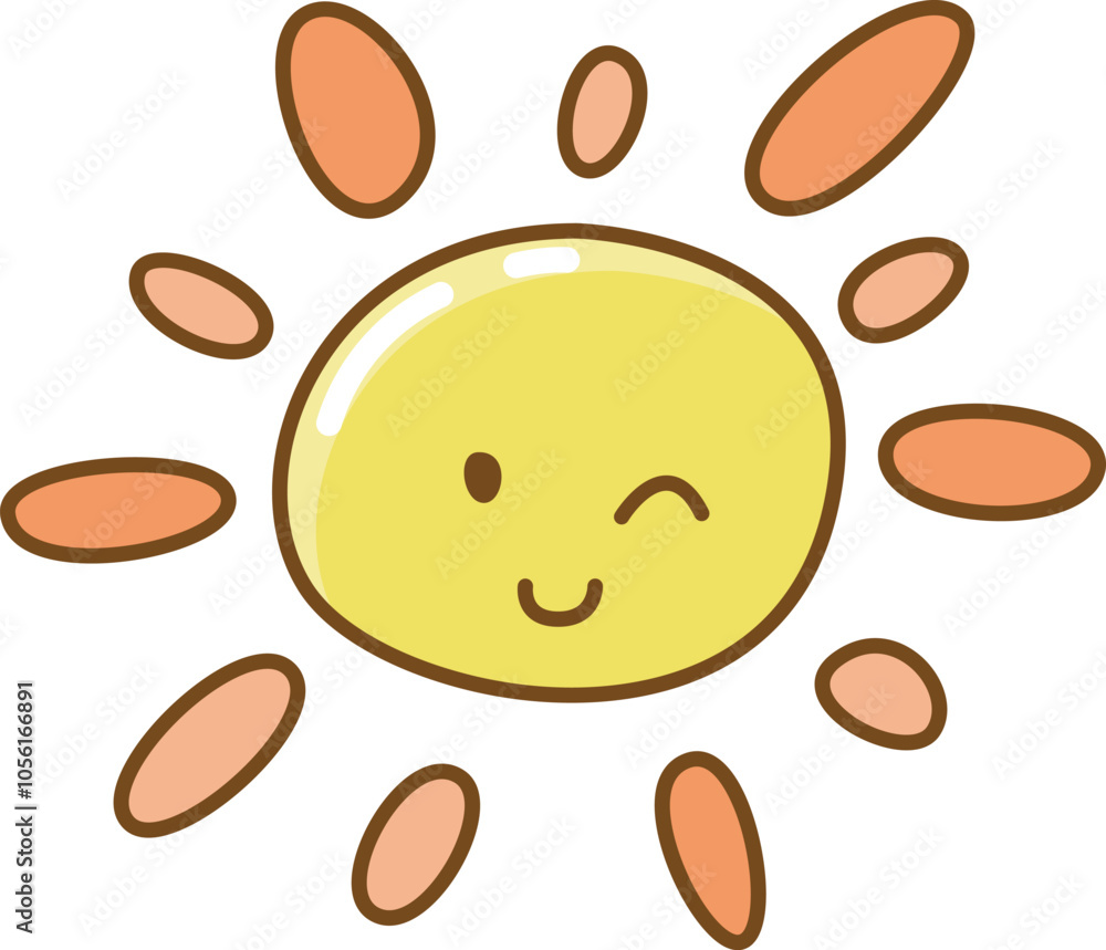 Cute cartoon shining sun with face illustration. Cute cartoon shining sun with face illustration.